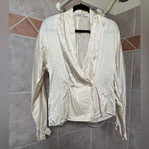 Vintage 100% Silk Tahari Cream Women's Blouse